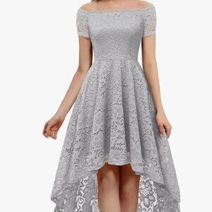 Lace Cocktail Dress, Hi-Lo, Off Shoulder